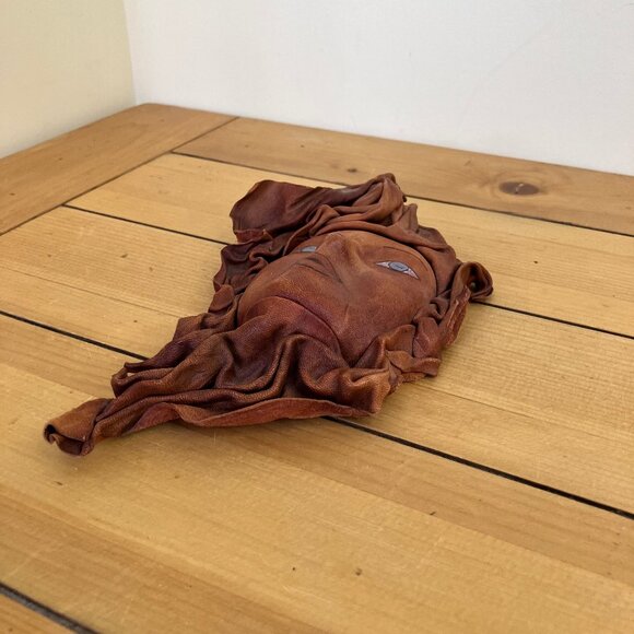 Sculpted Leather Wall Hanging Face with Hand Painted Features Vintage Artwork - Picture 2 of 4